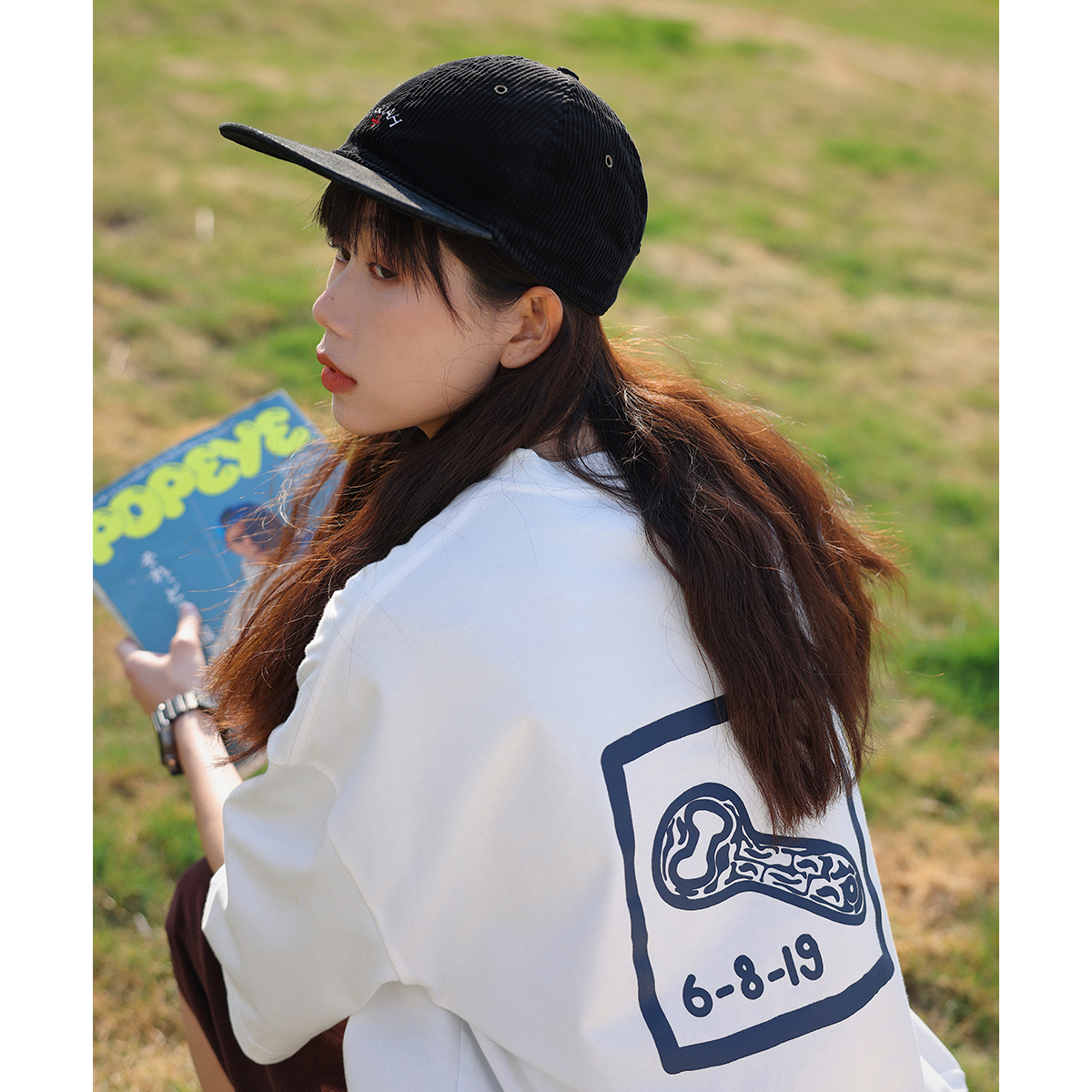 KOUEMGI 空味日系开瓶器印花重磅短袖t恤男夏季宽松半袖情侣装