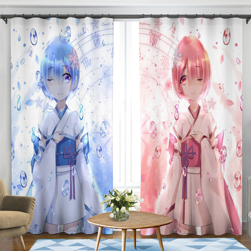 diy卧室背景书房光帘厚遮飘窗宅男动漫窗帘成品窗帘