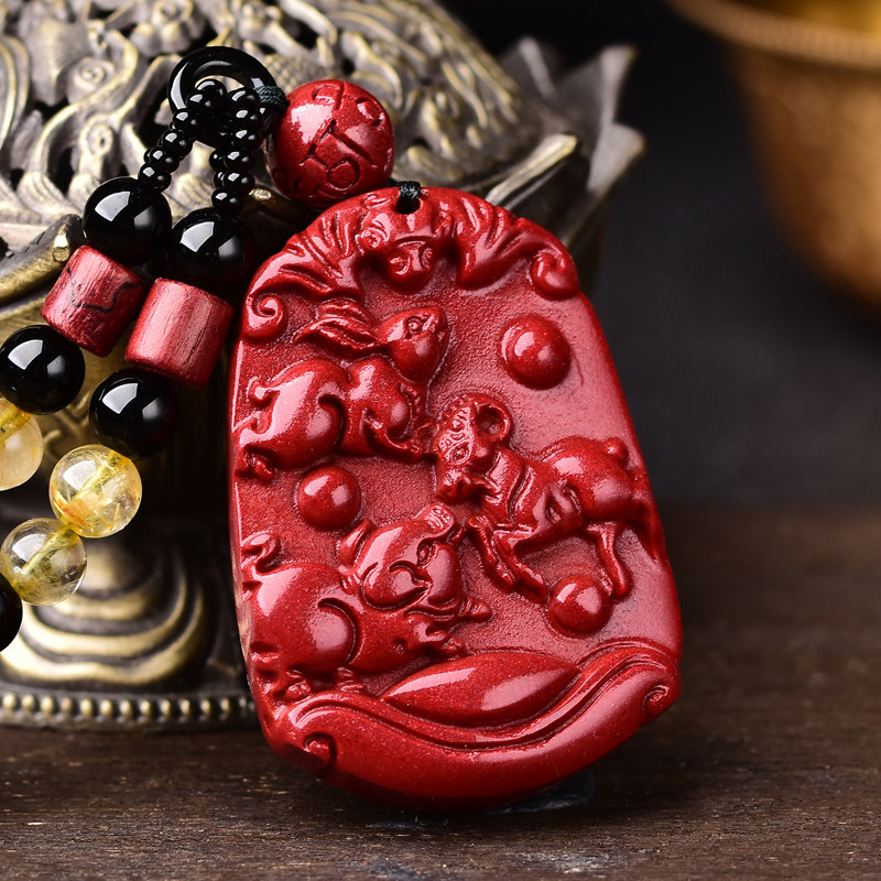 朱砂亥卯未三合木局吊坠羊兔赐瑞吊坠项链男女款2022年属猪破太岁