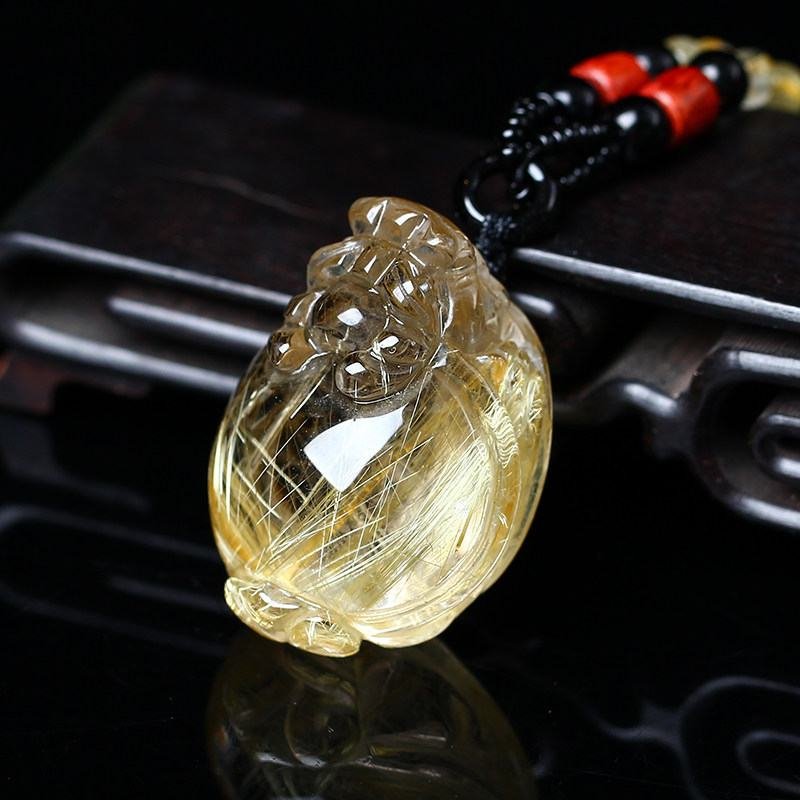 保泰天然钛晶金发晶龙猴龟吊坠项链男女女款项坠