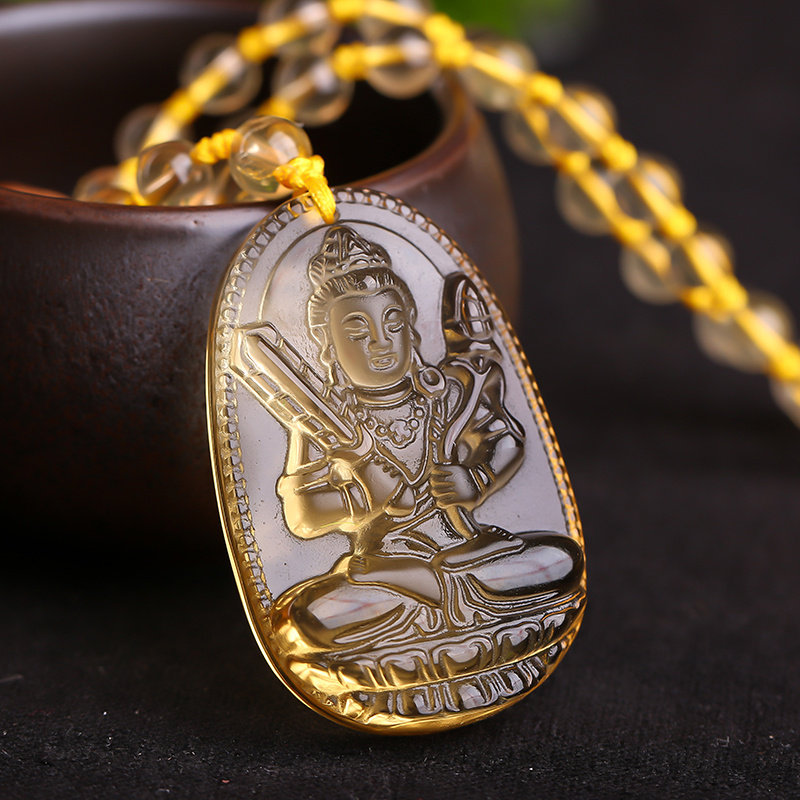 黄水晶虚空菩萨吊坠十二生肖属牛本命守护神项链男女项坠