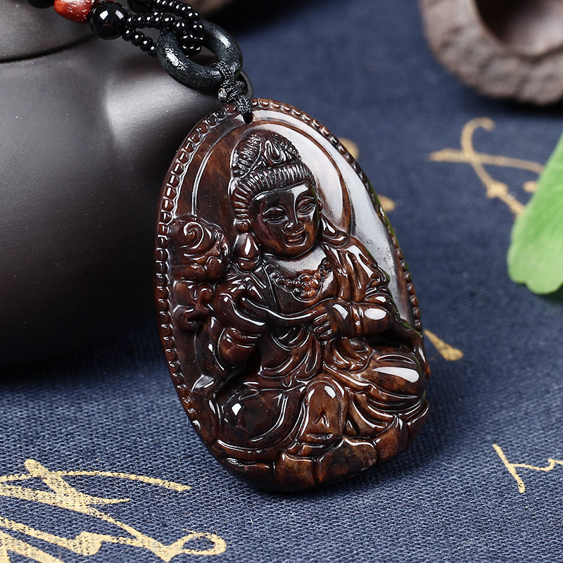 天然本命守护神属马生肖吊坠菩萨大势红竹红曜石项坠