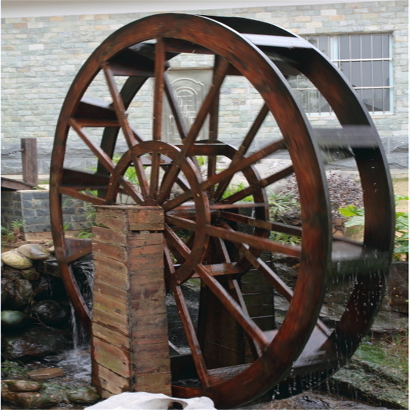 风车户外庭院脚踏水车防腐木荷荷兰花园水池浇水车