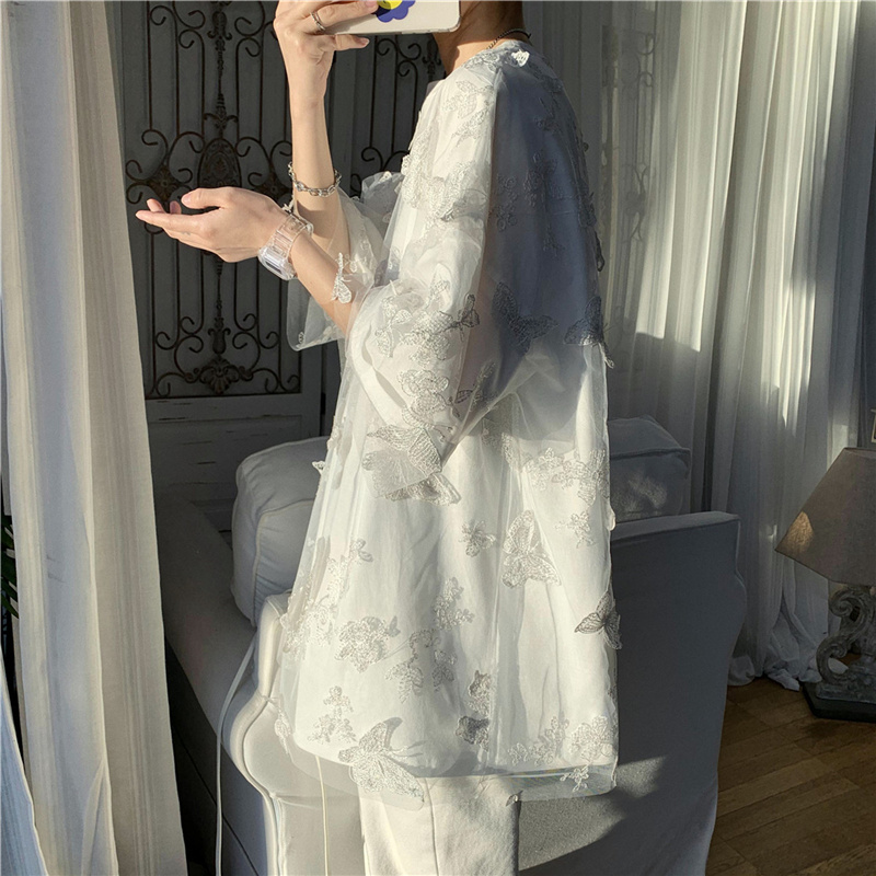 旋律风车t恤男夏装新款蝴蝶宽松半袖上衣服潮流圆领夏天男生短袖