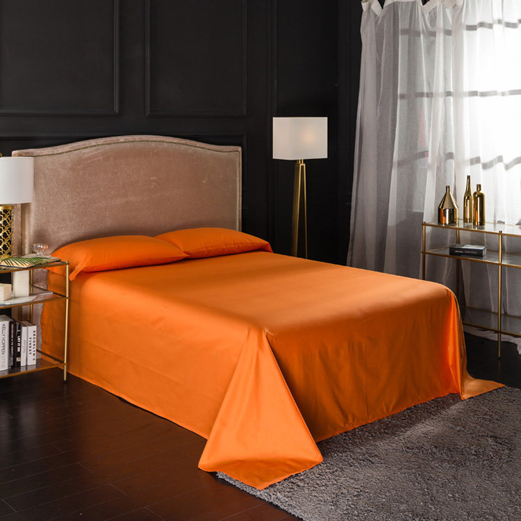美式纯色床品四件件套橙色橘色全棉床上用品套件床品套件