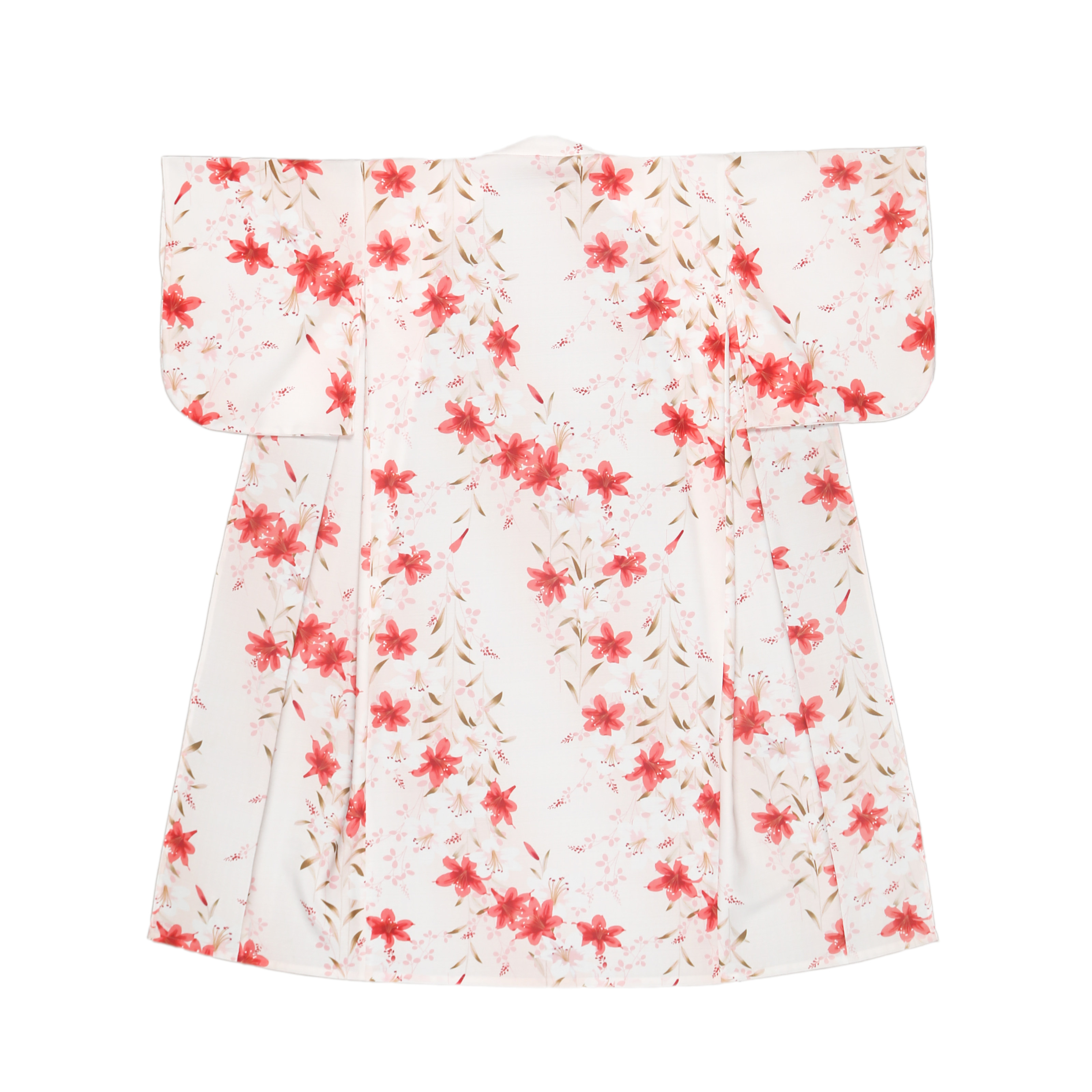 和服橘子点点原创百合花日本女正传统改良日式连衣裙