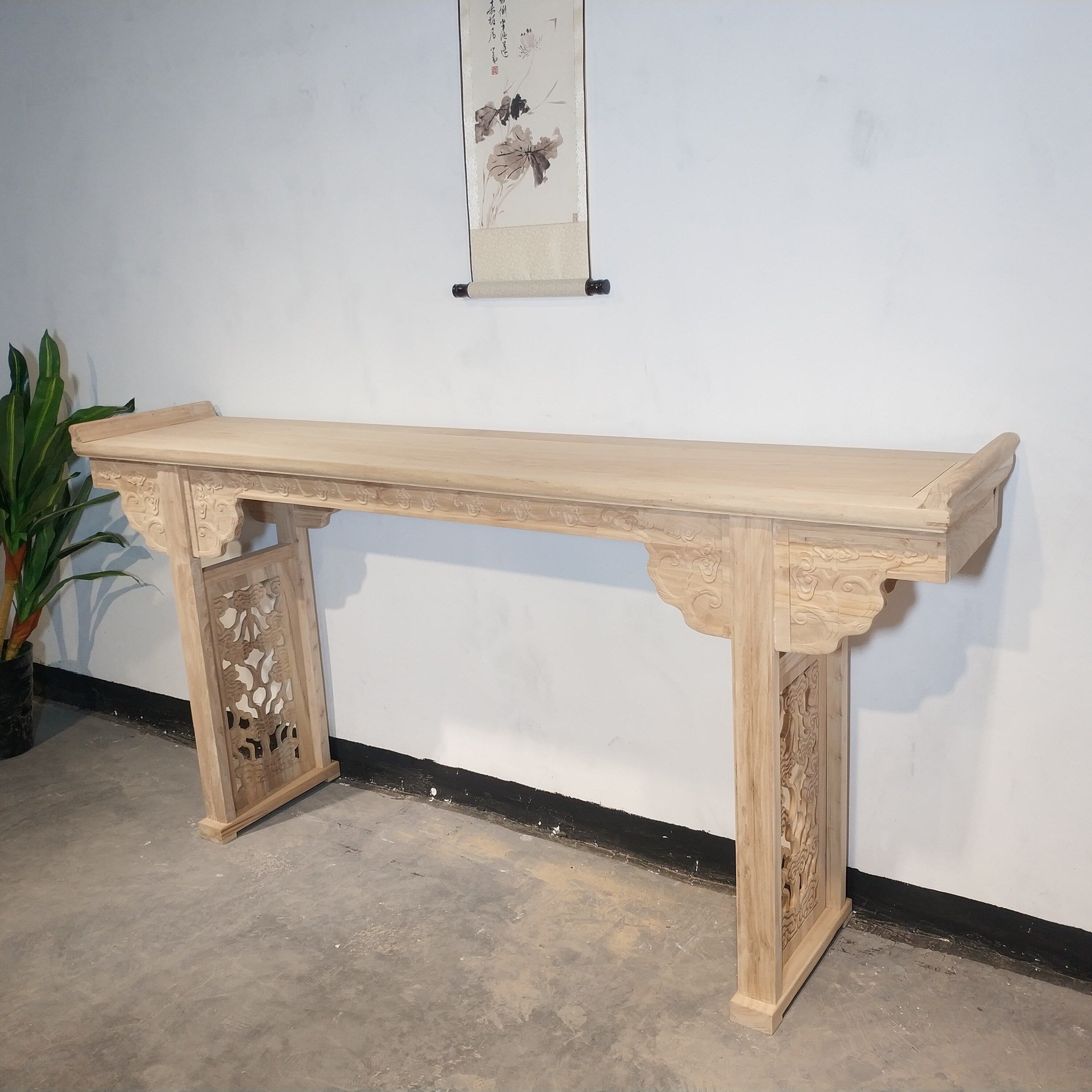 北方榆木条案供桌贡台中堂佛桌条几白坯白实木家具条案