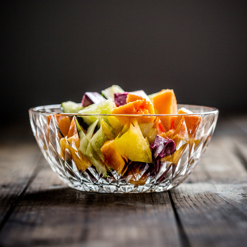 创意钻石菜碗家用欧式切面钢化玻璃碗加厚透明水果沙拉碗玻璃碗