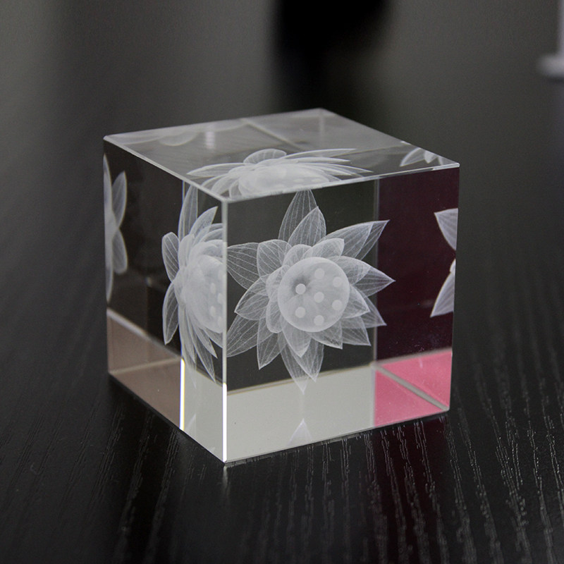 莲花水晶底座内雕3d摆件激光定制k9摆件