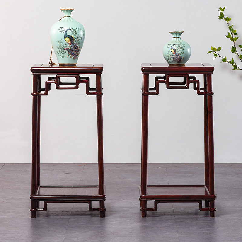 红木家具赞比亚血檀花架紫檀明式落地古典客厅家居花架