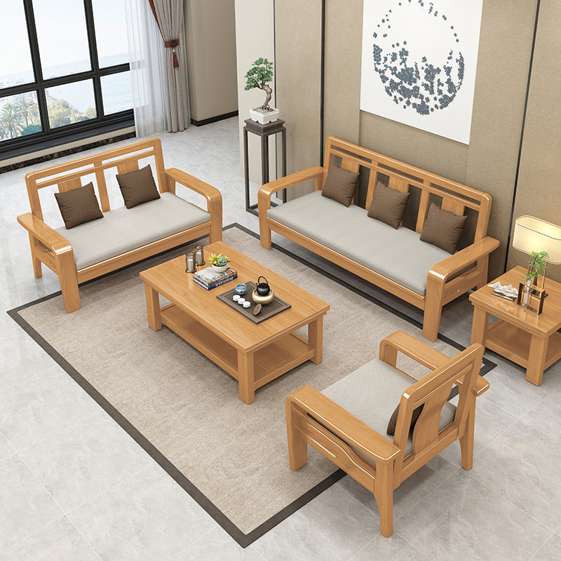 沙发中式实木冬夏两用123简约三人位农村老式实木沙发