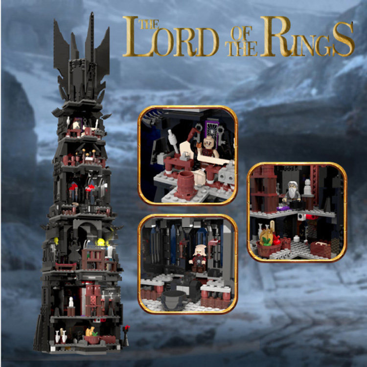 兼容乐高10237魔戒指环王欧散克萨鲁艾辛格黑塔树人拼装塑料积木