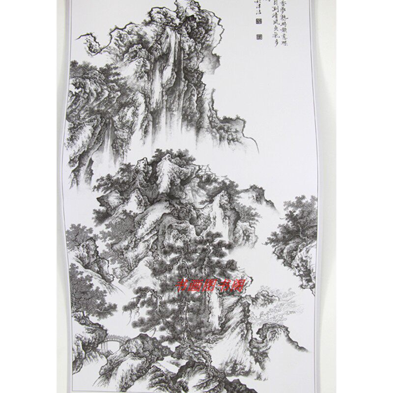 工笔画线描白描画稿工笔画底稿附彩稿 春夏秋冬山水条