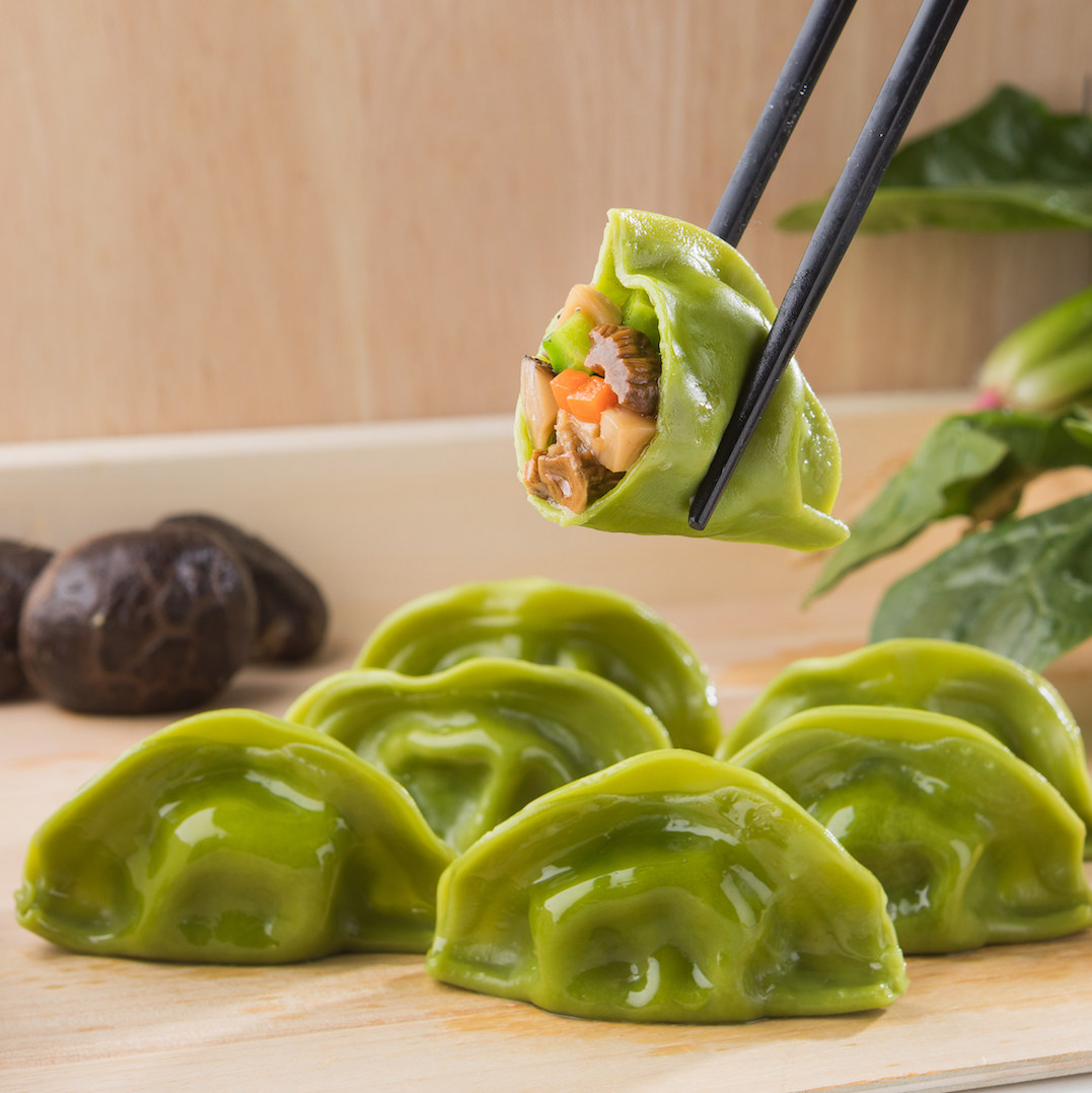 水饺积福树松茸全素水菠菜儿童蔬菜轻食佛家水饺