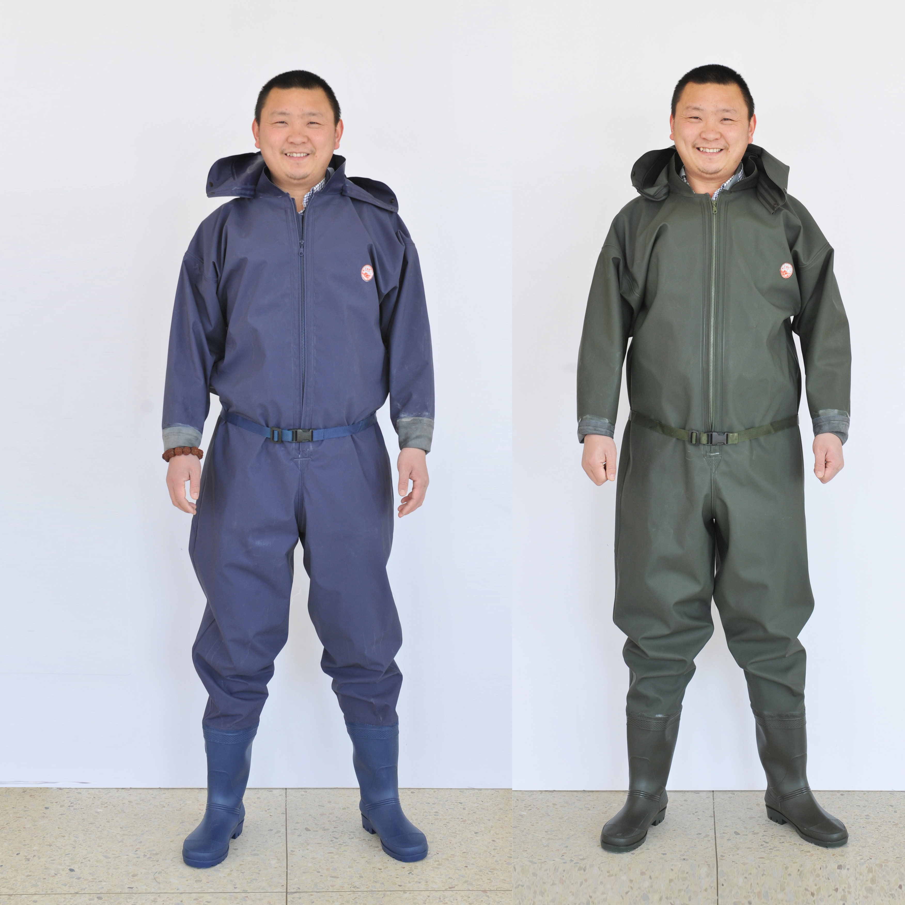 渔郎布纹全身连体下水挖藕橡胶防水衣加厚连体衣钓鱼服