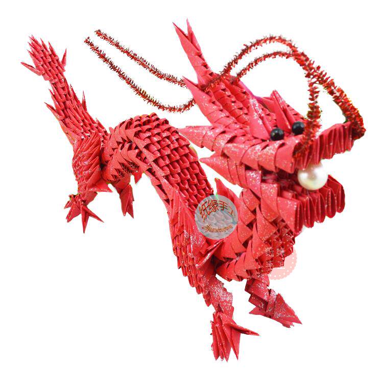 材料手工三角纸缘中国龙学生折纸比赛手工课课程手工折纸