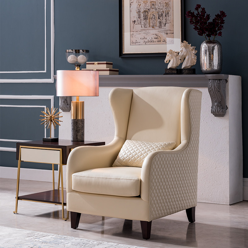 威灵顿简美休闲椅现代轻奢真皮沙发阳台简约美式老虎沙发椅