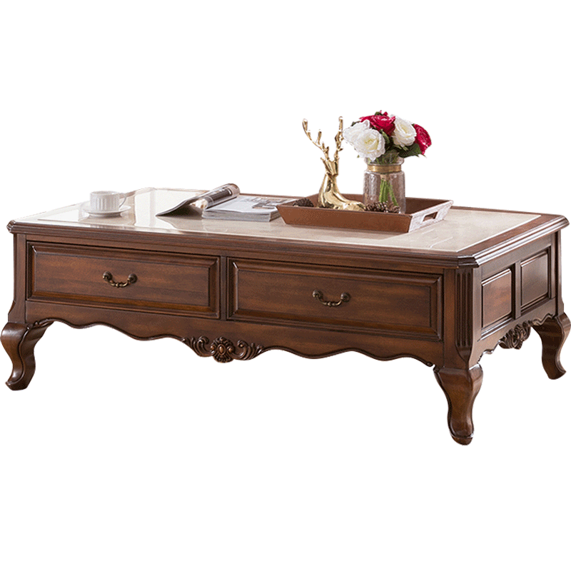 茶几威灵顿美式轻奢现代简美实木简约乡村长整装茶几