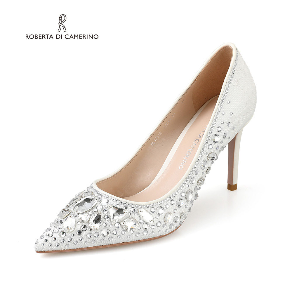 roberta诺贝达新款水钻超高高跟鞋宴会职业仙女风单单鞋