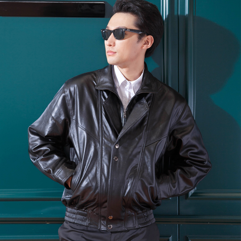 真皮皮衣男头层牛皮骑行服男摩托车飞行员皮夹克男加棉空军外套冬