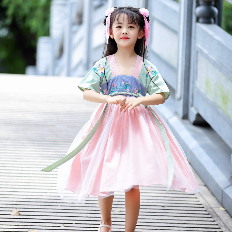 儿童汉服女女童古装仙女女装小孩古代衣服夏襦裙儿童演出服