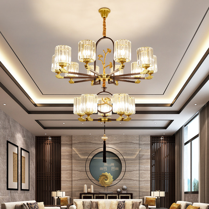 吊灯新中式家用餐厅创意别墅现代简约水晶灯大气客厅吊灯