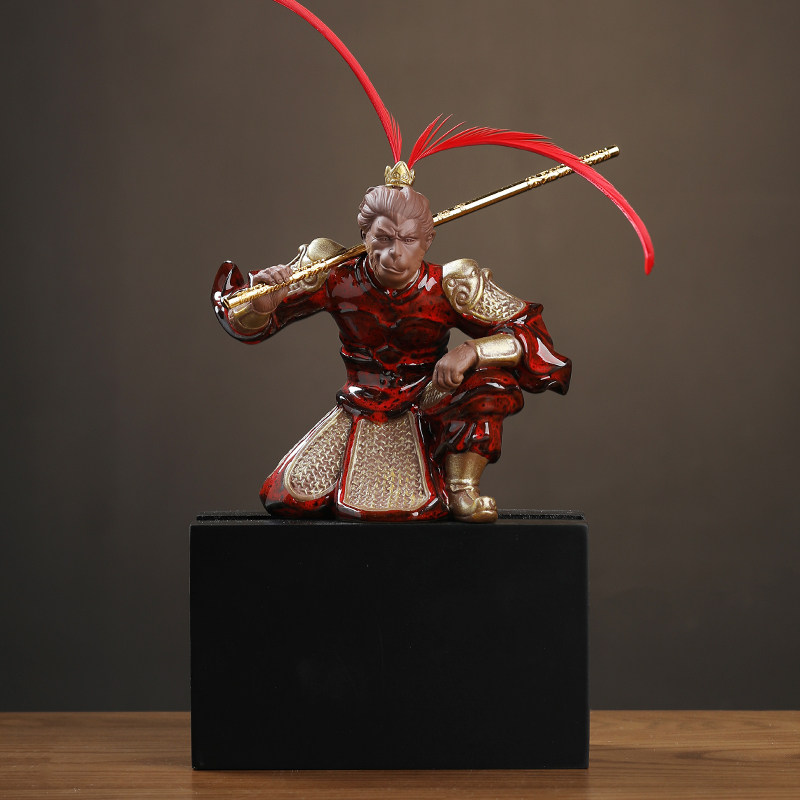 东方泥土陶瓷齐天大圣孙悟空摆件新中式禅意家居客厅玄关摆件