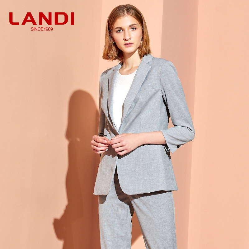 landi蓝地休闲套装西服职业通勤西装外套夏季西装