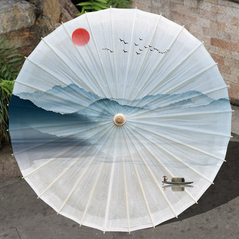 防晒汉服传统遮阳手工古纯复古防雨山水实用工艺伞