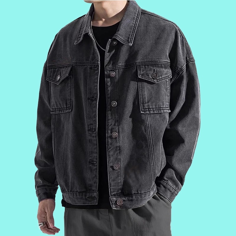 加绒工装牛仔外套男春秋冬潮牌宽松原宿夹克韩版潮流港风ins上衣