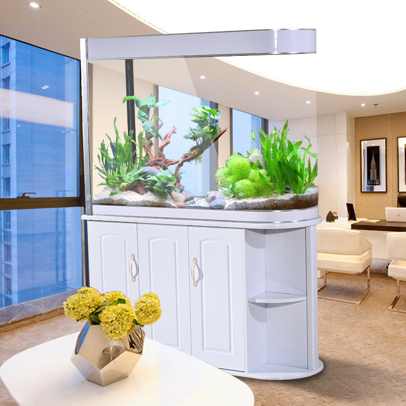 鱼缸子弹头中大型生态水族箱玻璃家用1.2米客厅屏风鱼缸