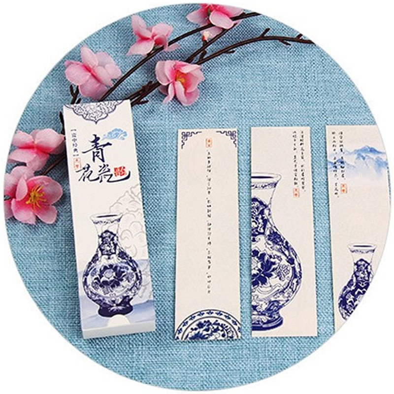 青花瓷书签硬卡精美插画瓷器青花古典诗词国风中国书签