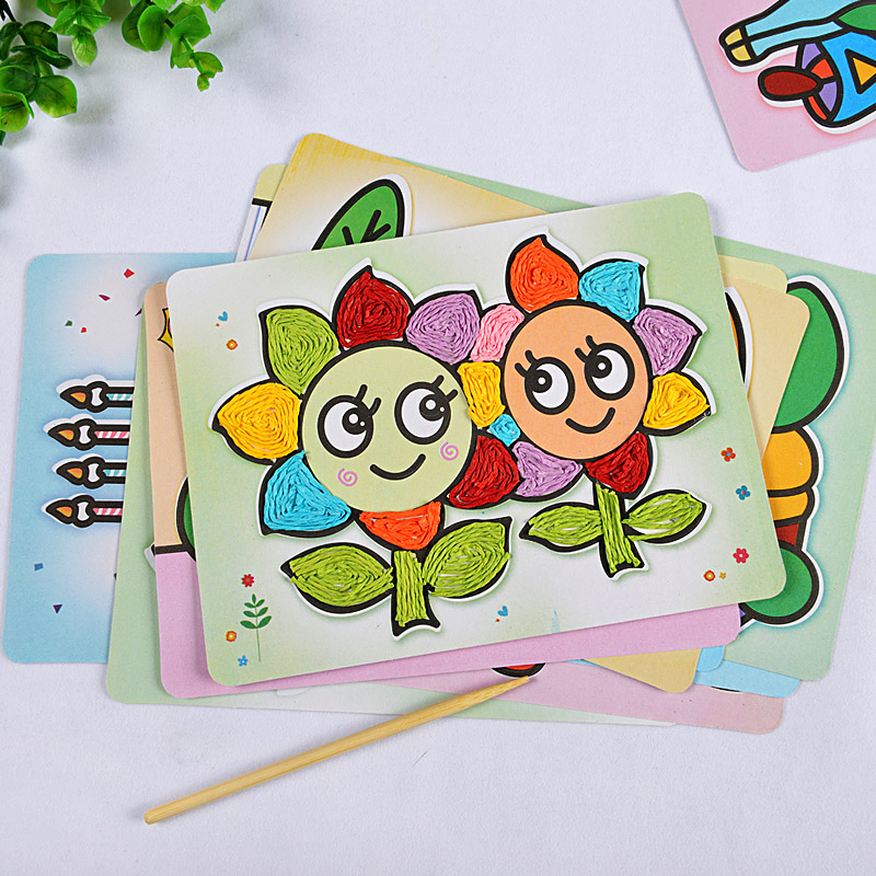 贴画手工蘅芜纸绳儿童diy制作套装幼儿园绳子手工创意粘贴类