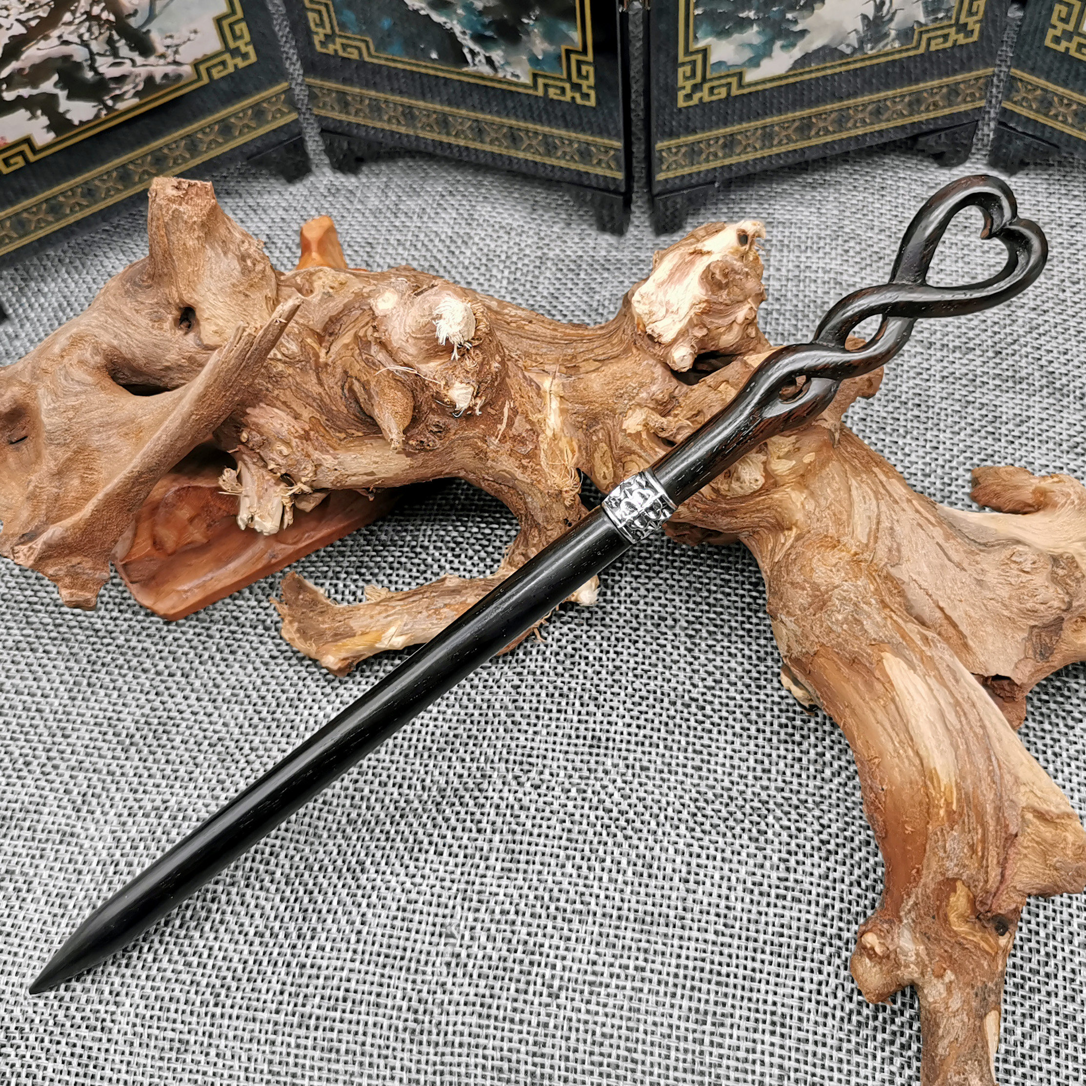 君心原创藏剑簪檀木木质刀簪盘发簪头饰发钗拆信刀发饰