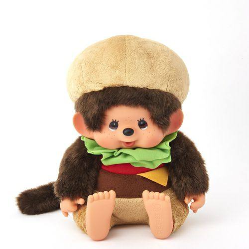 monchhichi萌趣趣公仔娃娃汉堡系列大头摆件挂件坐款娃娃