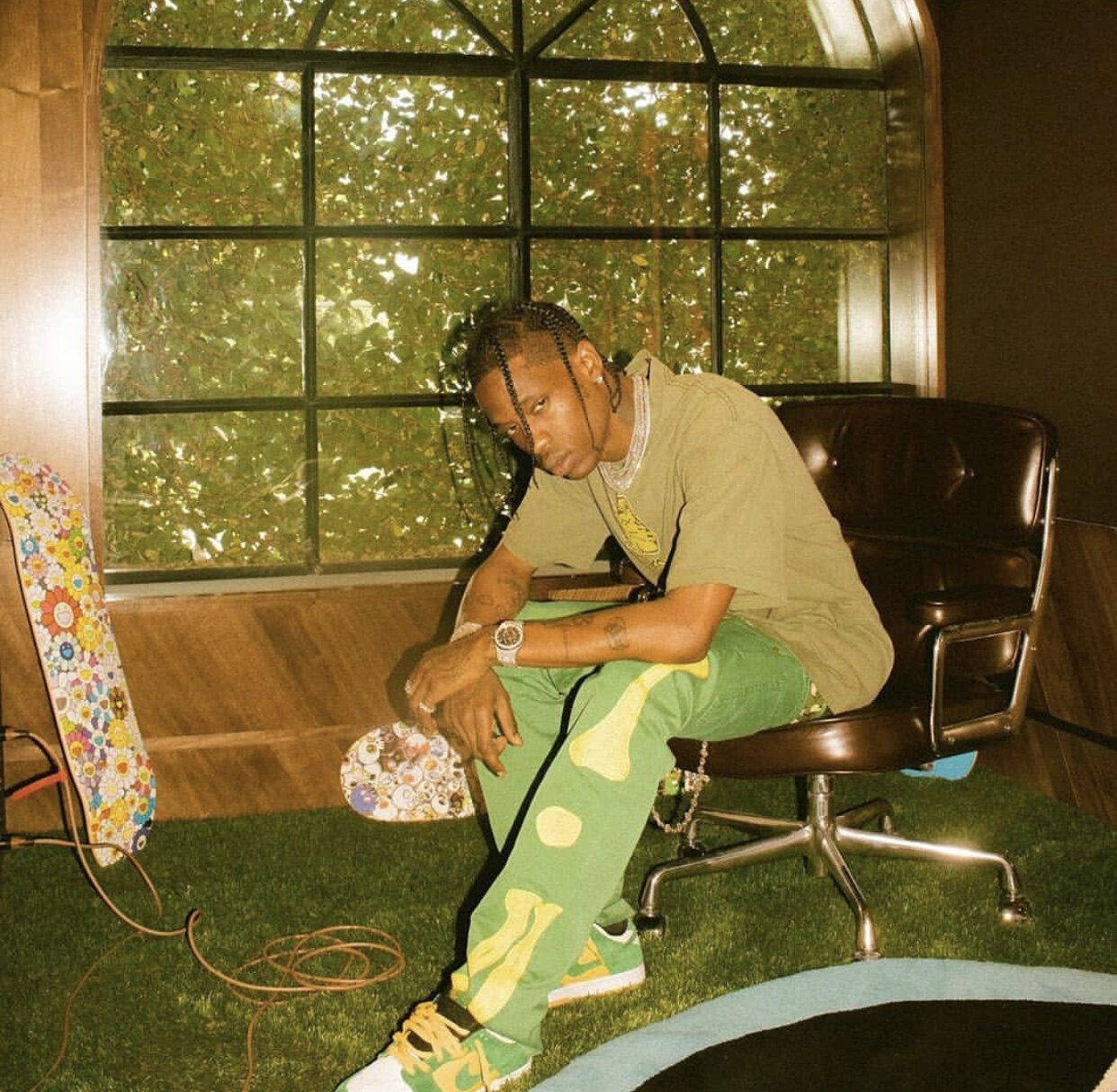 kapitalkountry做旧骨头刺绣男女工装休闲裤travisscott休闲裤