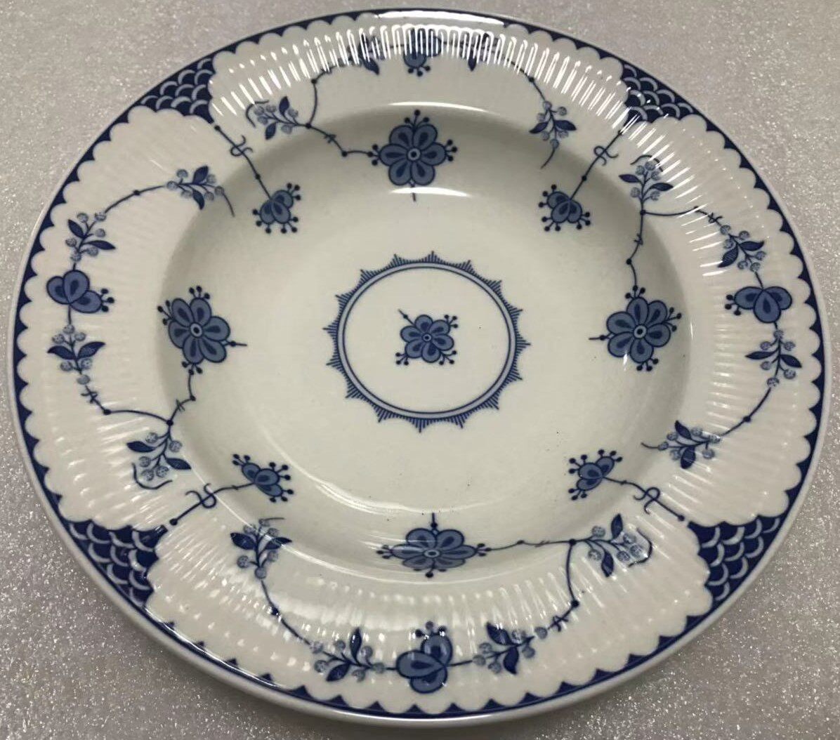 外贸出口原单johnsonbrothers蓝色丹麦唐草咖啡杯盘子谷物盘