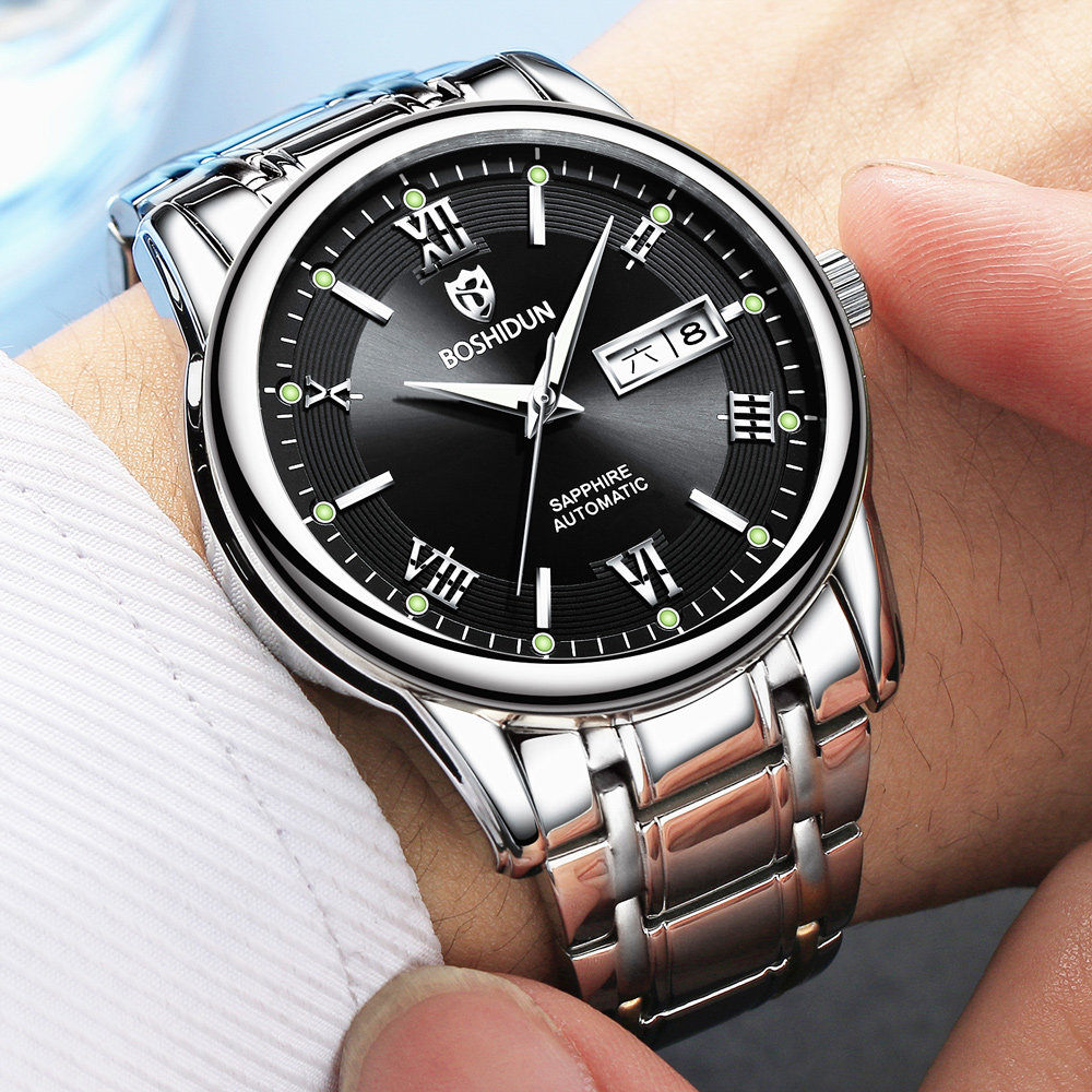 手表博士顿机械表全自动钢男防水潮表款2021新款夜光国产腕表