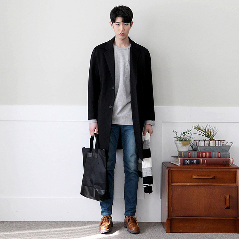 2020新款风衣男韩版中长大衣帅气过膝英伦风修身风衣