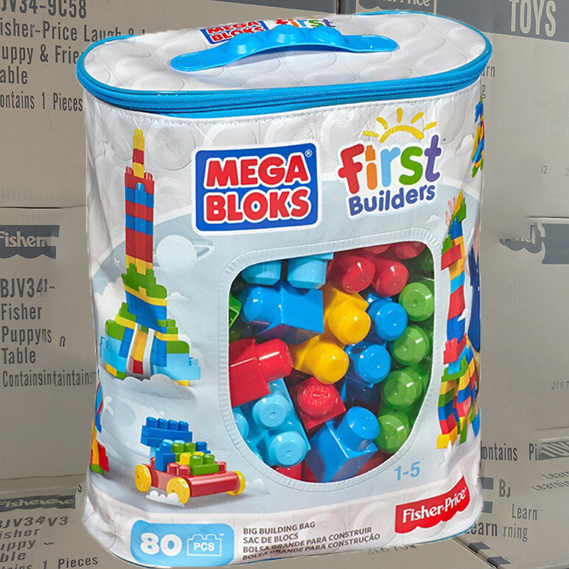 玩具美高高大颗粒积木儿童拼搭80块宝宝益智塑料积木