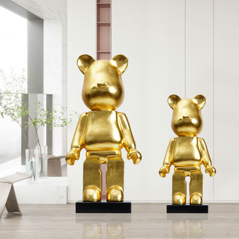 网红积木熊落地雕塑kaws暴力熊大摆摆件酒店样板房摆件
