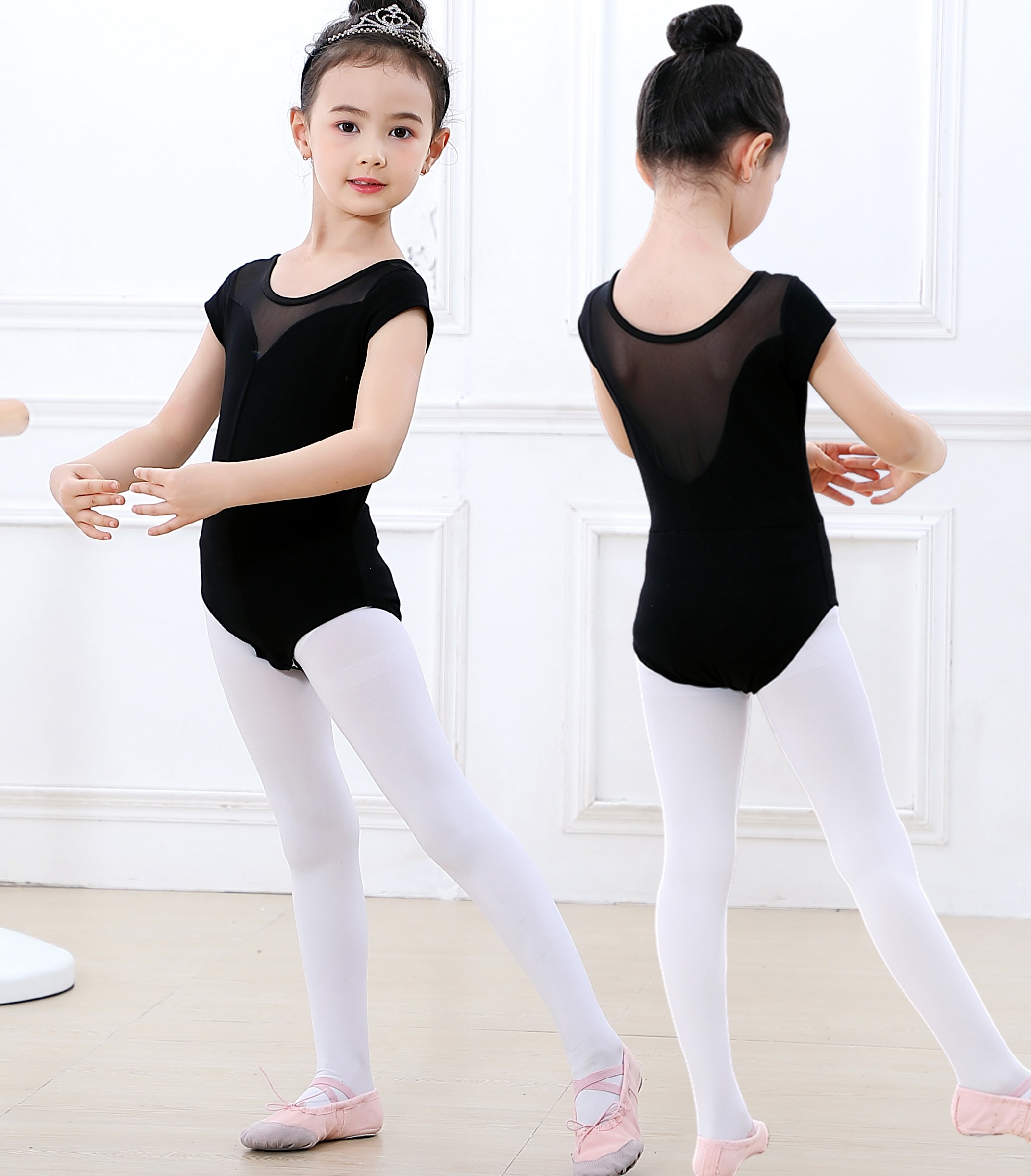 儿童舞蹈女童练功考级中国舞服装体操芭蕾舞短袖儿童演出服