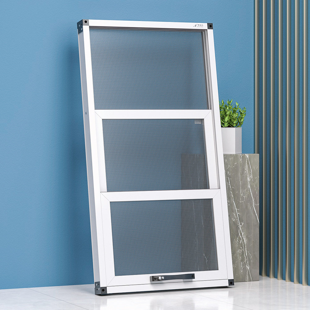 纱窗三联联动金刚防盗网自三段式全开三推三合一纱窗