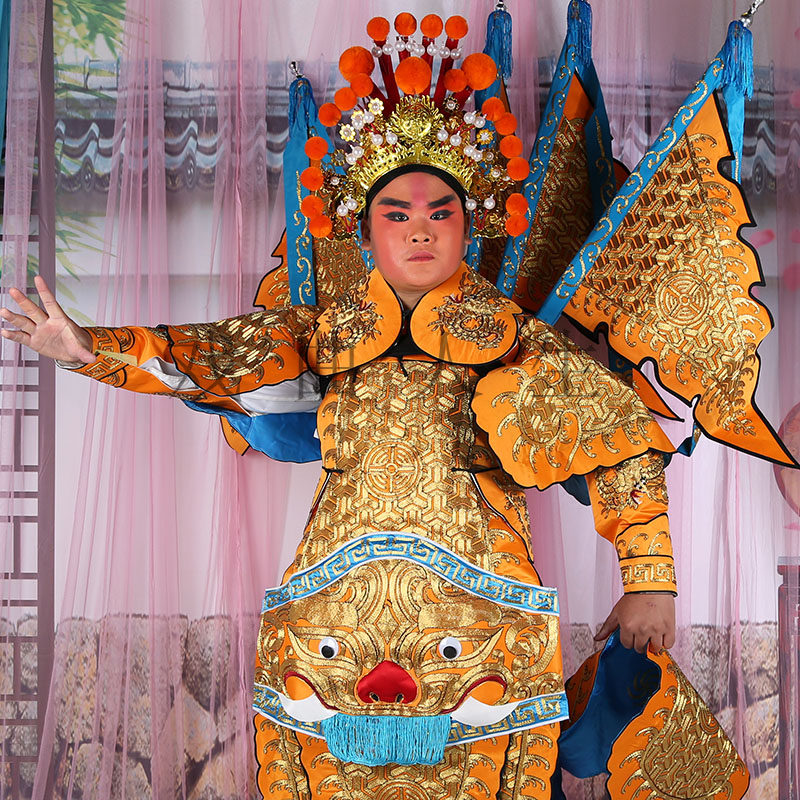 男大戏曲京剧戏剧服装武生武将将军戏装大缎民族服装