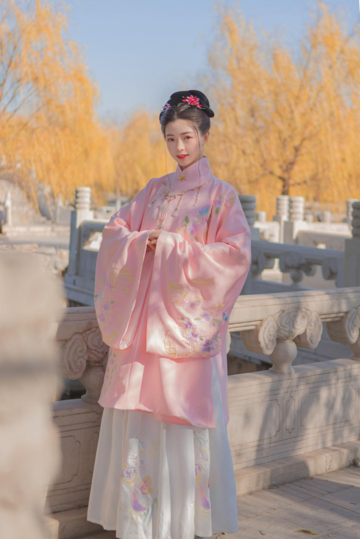 汉凤锦绣原创正品汉服女化蝶归袄刺绣立领褶裙民族服装