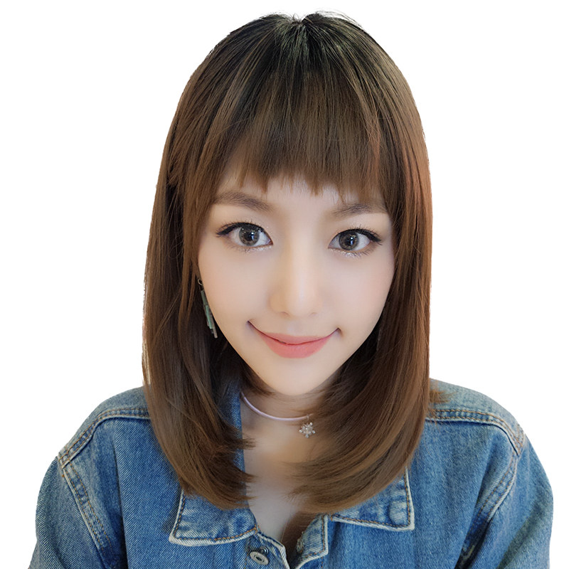 假发圆脸头套短直发修脸气质网红齐肩锁骨韩国日常整顶假发