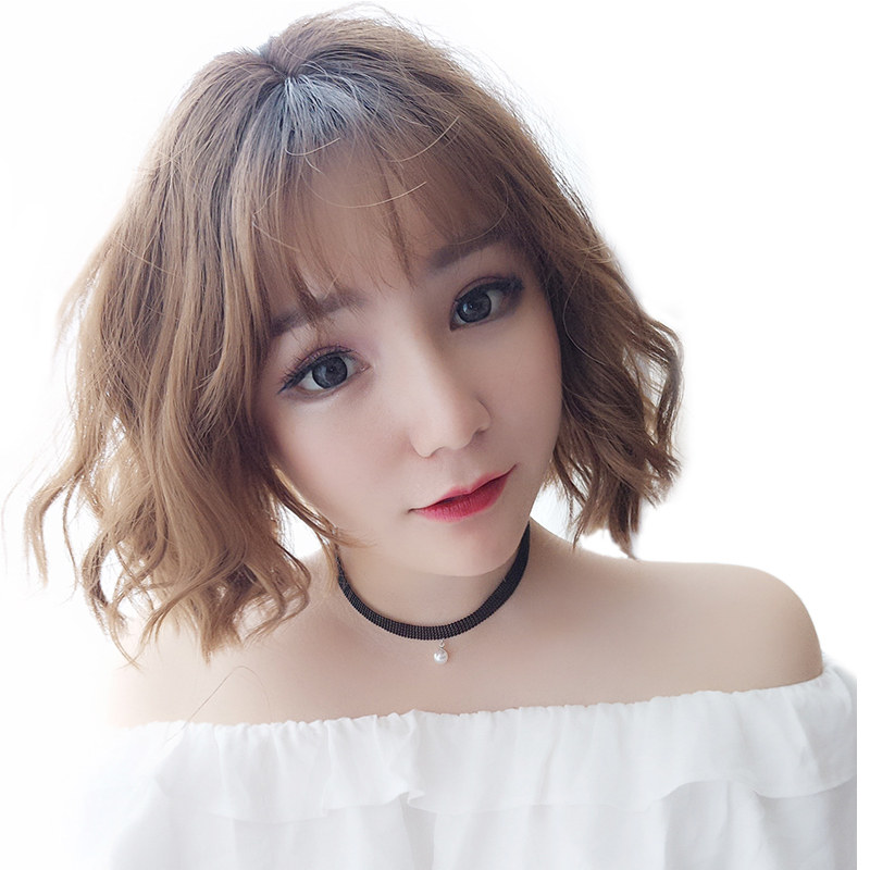 假发女短发空气刘海气质修脸蓬松锁骨发网红bobo头圆脸短卷发套