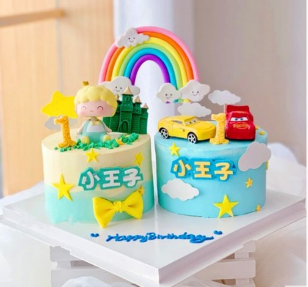 网红双胞胎仿真蛋糕模型创意新款龙凤宝宝兄弟姐妹仿真水果