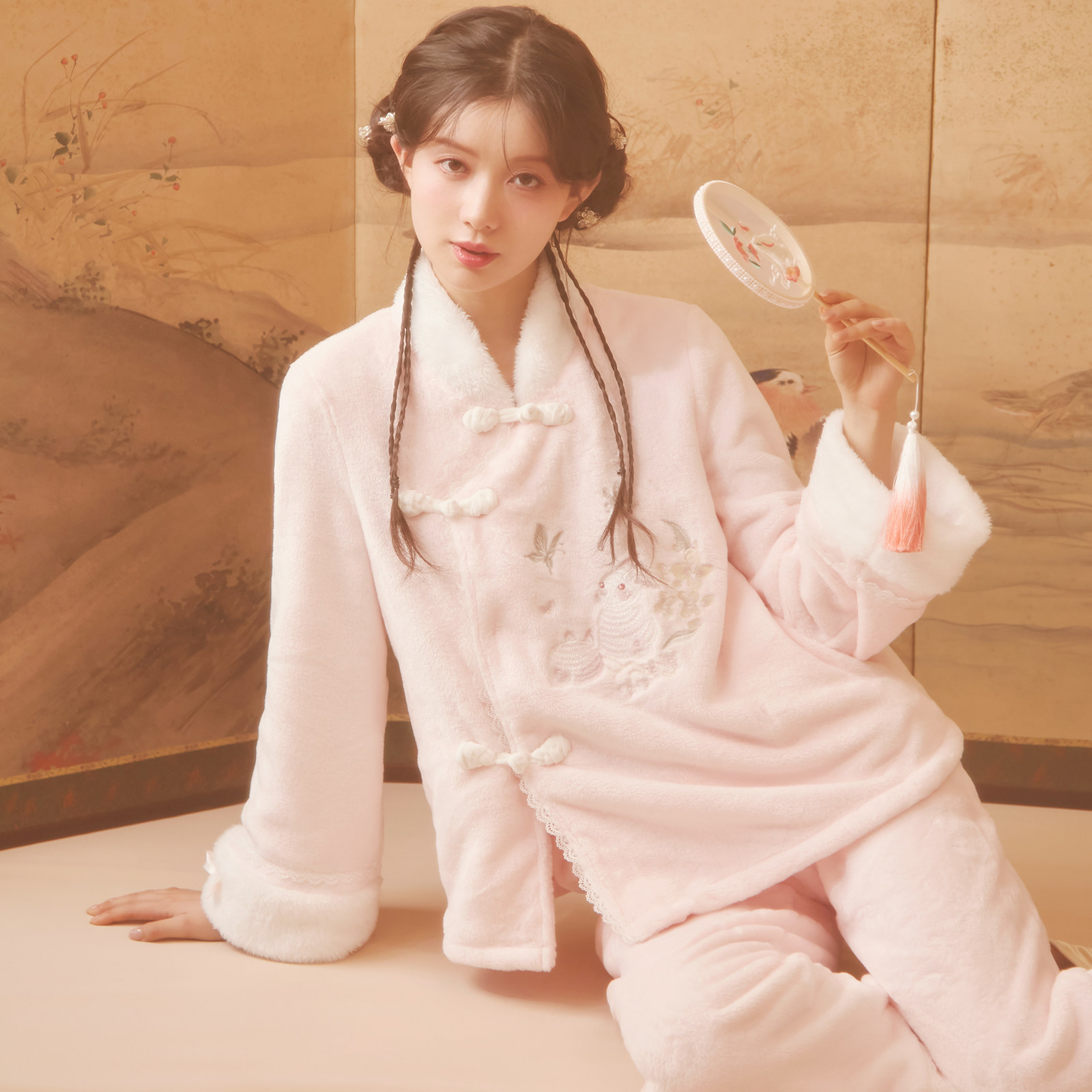 rosetree汉服睡衣冬季珊瑚瑚绒国风古风少女法兰绒睡衣