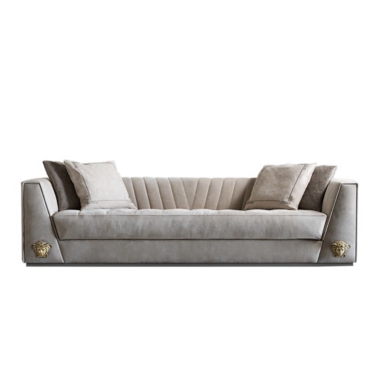 意式轻奢范思哲versace沙发三人别墅客厅后现代磨砂皮艺沙发